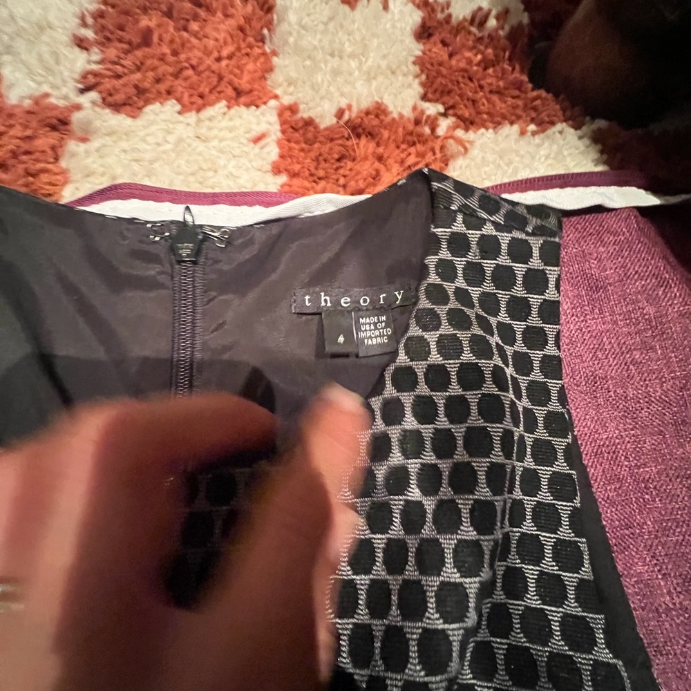 Theory Black and White Geometric Dress